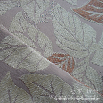 Tissu Jacquard Chenille teint en fil avec motif de feuilles